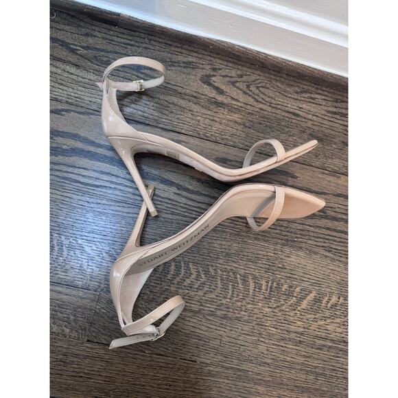 Stuart Weitzman Nudist Curve Nude Patent Leather Stilleto Sandals Womens 9.5 NEW - Picture 15 of 16